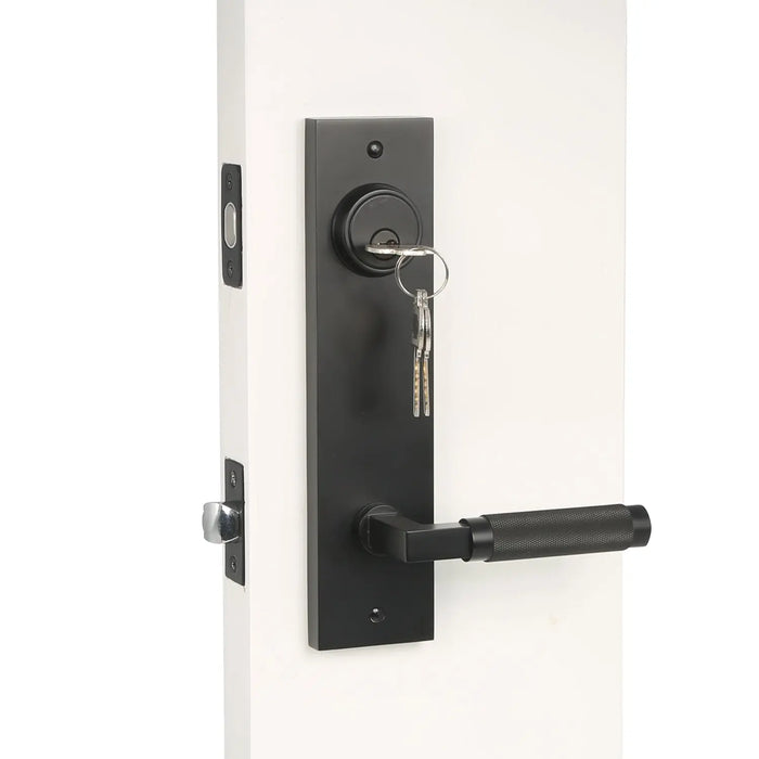 Quadrato Multi Point Lock with Half-Knurled Handle in Matte Black Installation Effect Picture