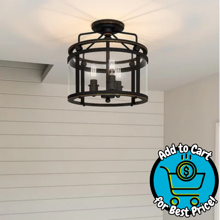 Quoizel Norfolk 3 -Light 11.87-in Gloss Bronze Semi Flush Mount Light