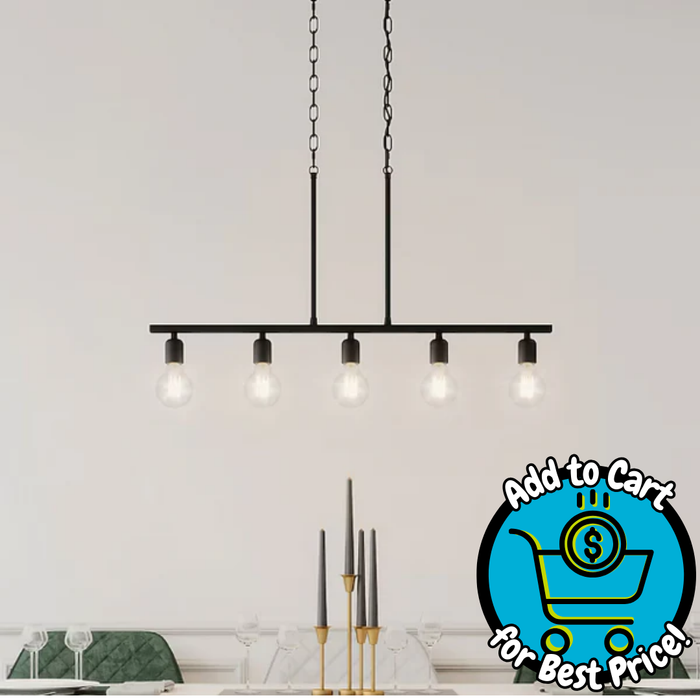 Quoizel Pendle Brooke 5 -Light Matte Black Bare bulb Steel Chandelier