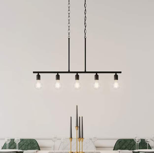 Quoizel Pendle Brooke 5 -Light Matte Black Bare bulb Steel Chandelier