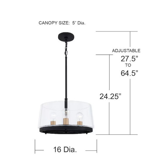 Quoizel Whitlock 3 -Light Drum Medium Hanging Pendant Light