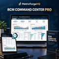 MetricForgeHQ RCM Command Center PRO Excel dashboard product mockup