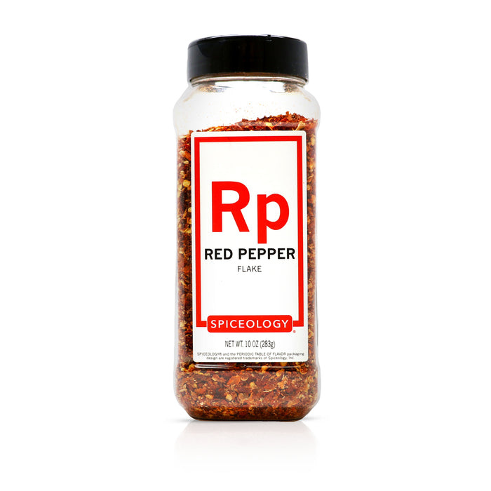 Bottle of Spiceology Red Pepper Flakes on a white background