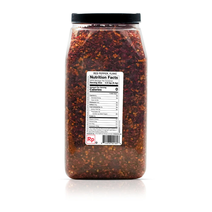 Back view of Spiceology Red Pepper Flake nutrition facts and ingredient information.