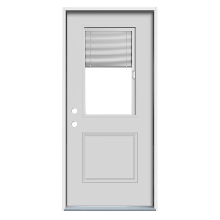 RELIABILT 32-in x 80-in x 4-9/16-in Steel Right-hand inswing Primed Front Door Blinds Included