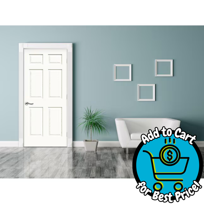 RELIABILT 36-in x 80-in Primed Hollow Core 6-panel Left Hand Molded Composite Single Prehung Interior Door