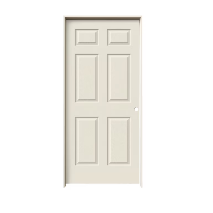 RELIABILT 36-in x 80-in Primed Hollow Core 6-panel Left Hand Molded Composite Single Prehung Interior Door