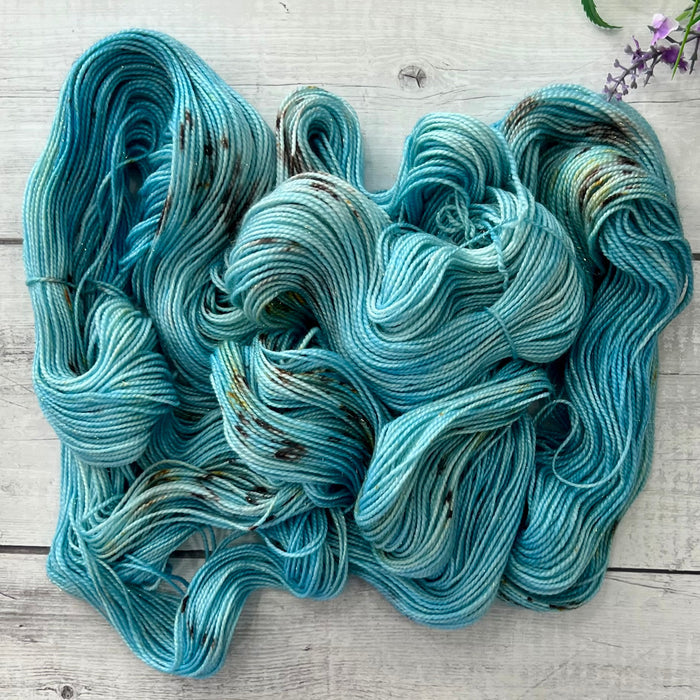 "Robin's Egg" Deluxe Sparkle Fingering Hand-dyed Yarn