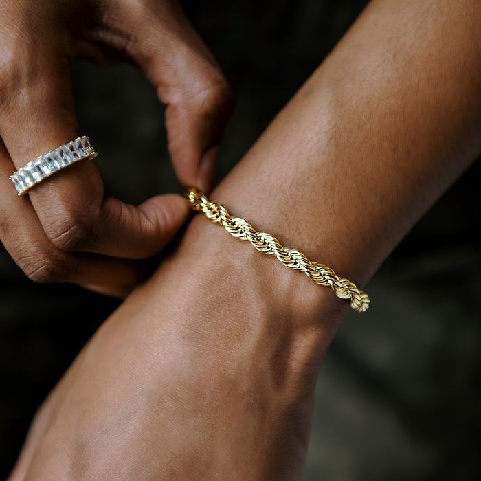 Rope Bracelet in Yellow Gold- 6mm
