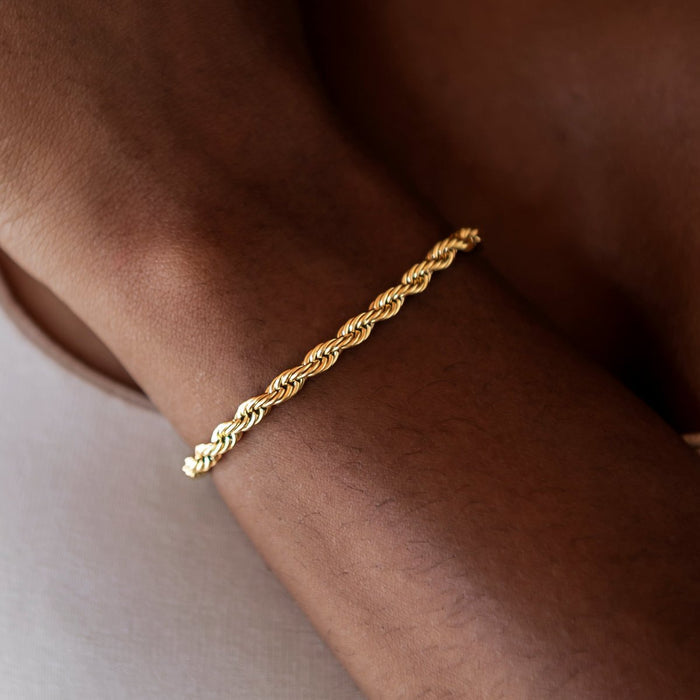 Rope Necklace + Bracelet Bundle in Yellow Gold- 4mm