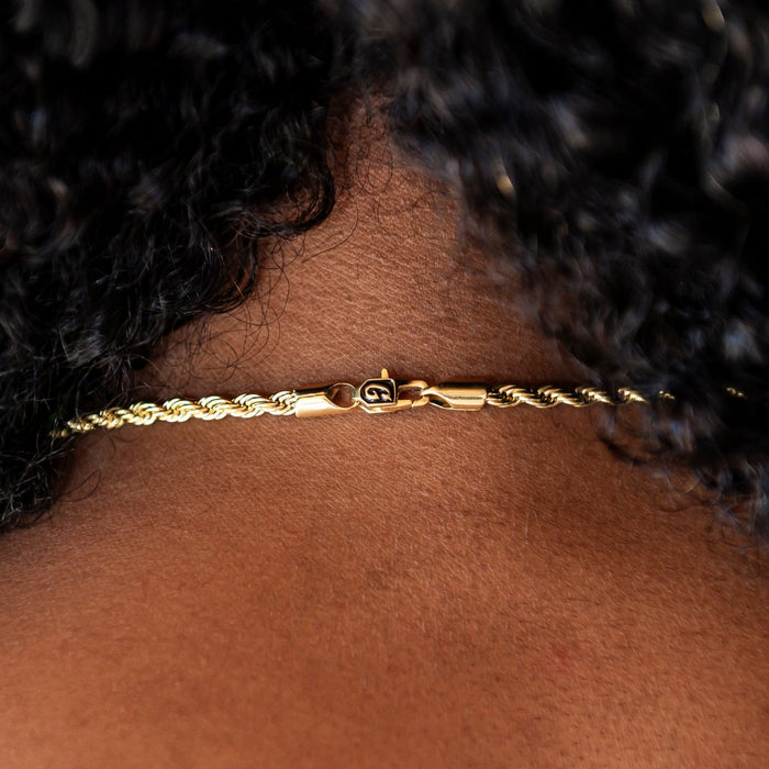 Rope Necklace + Bracelet Bundle in Yellow Gold- 4mm