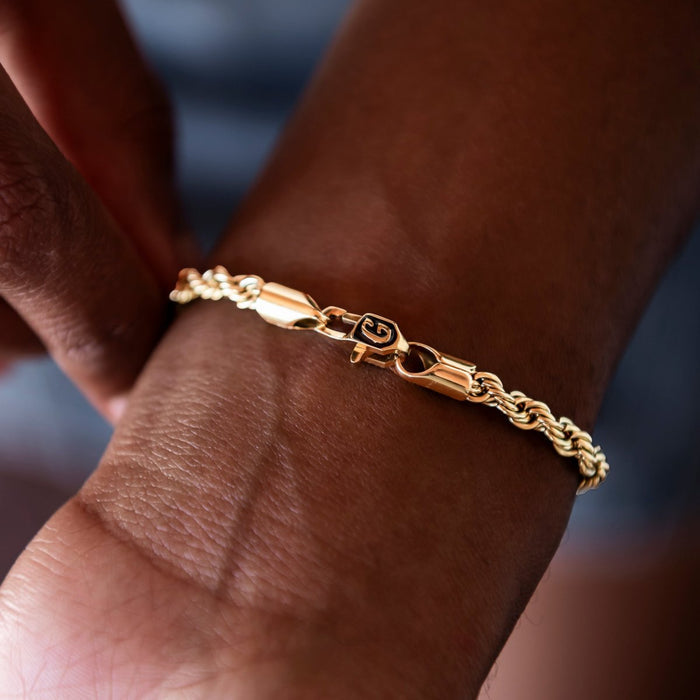 Rope Necklace + Bracelet Bundle in Yellow Gold- 4mm