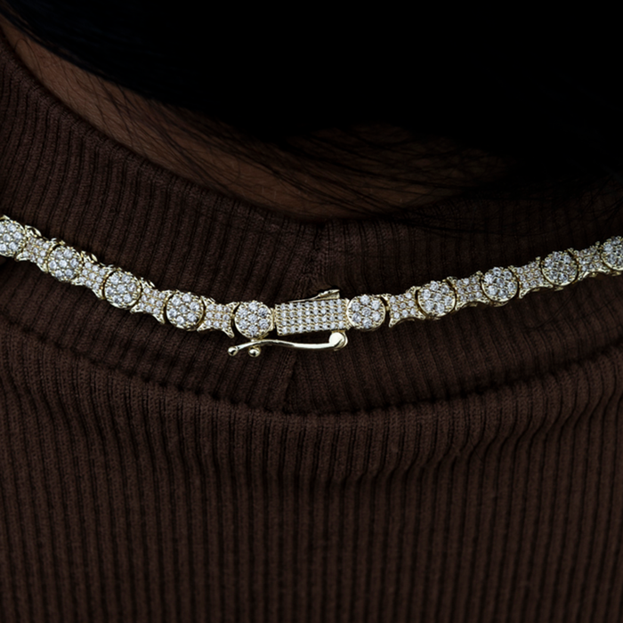 Round Pave Star Link Necklace- 6mm