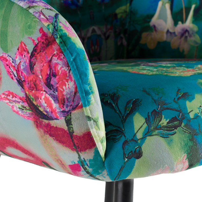 Roxanne Contemporary Floral Velvet Bar Stool