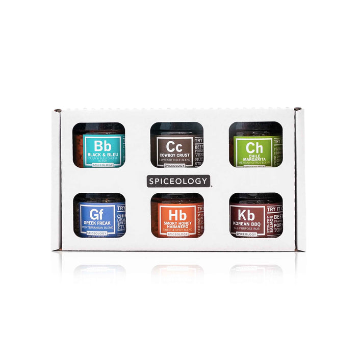 Box of Spiceology 6 Pack Signature blends on a white background