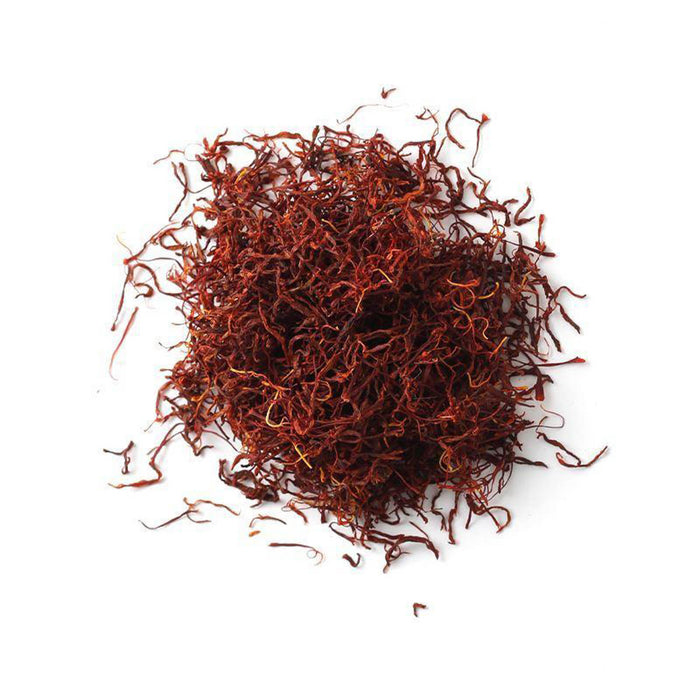 closeup of red saffron threads