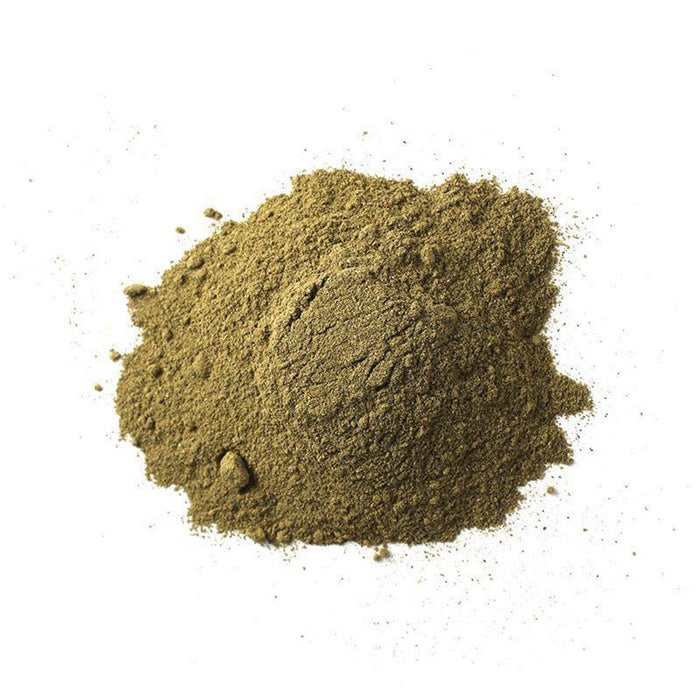 closeup of a green-brown ground powder