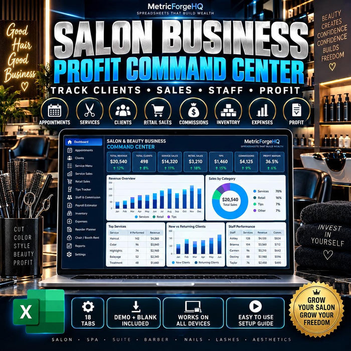 Salon Business Spreadsheet Excel - product preview 1