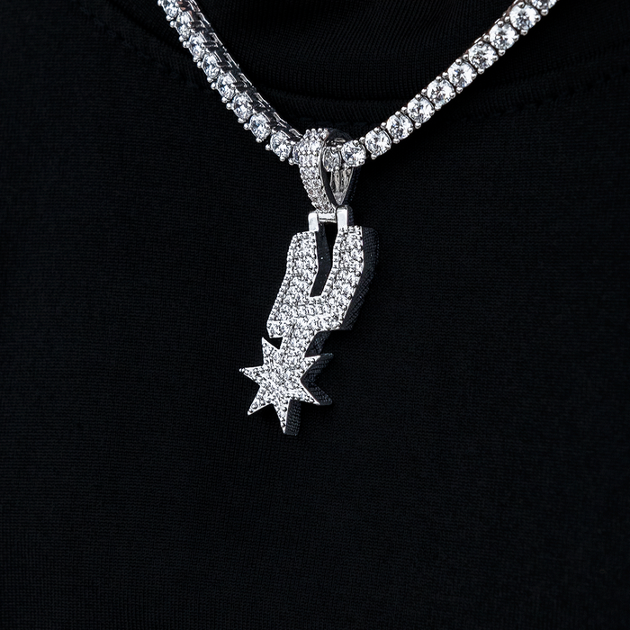 San Antonio Spurs Official NBA Micro Logo Pendant in White Gold