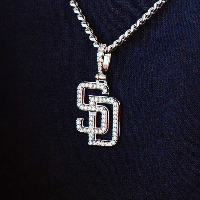 San Diego Padres Micro Pendant in White Gold - The GLD Shop