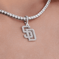 San Diego Padres Micro Pendant in White Gold - The GLD Shop