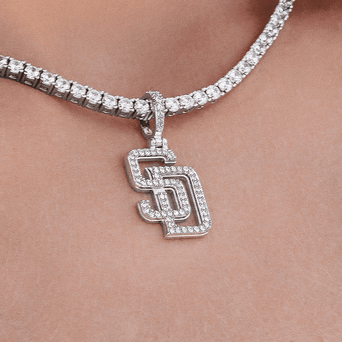 San Diego Padres Micro Pendant in White Gold - The GLD Shop