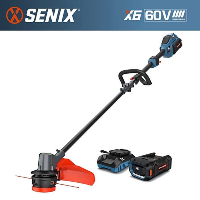 Senix 16 in. 60V Max Straight Shaft Cordless String Trimmer, Battery and Charger Included