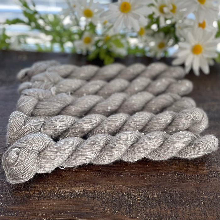 "Silver Fox" Sequin Hand-Dyed Yarn