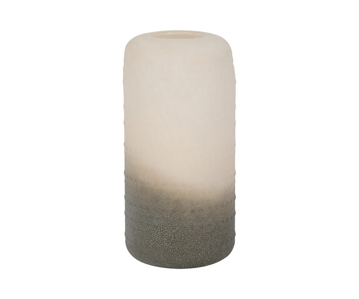 A Soft Gradient Vase in Beige/Multi, with a smooth cylindrical form and a subtle gradient shift from light cream at the top to dark gray at the base—reminiscent of softly blended transitions—displayed against a plain white background.