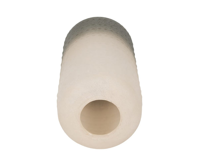 A top-down view of the Soft Gradient Vase—a sculptural, off-white ceramic vase with a textured surface and a wide circular opening—set against a white background.