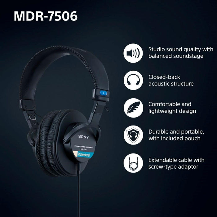 Sony MDR-7506 Closed Back Studio Headphones