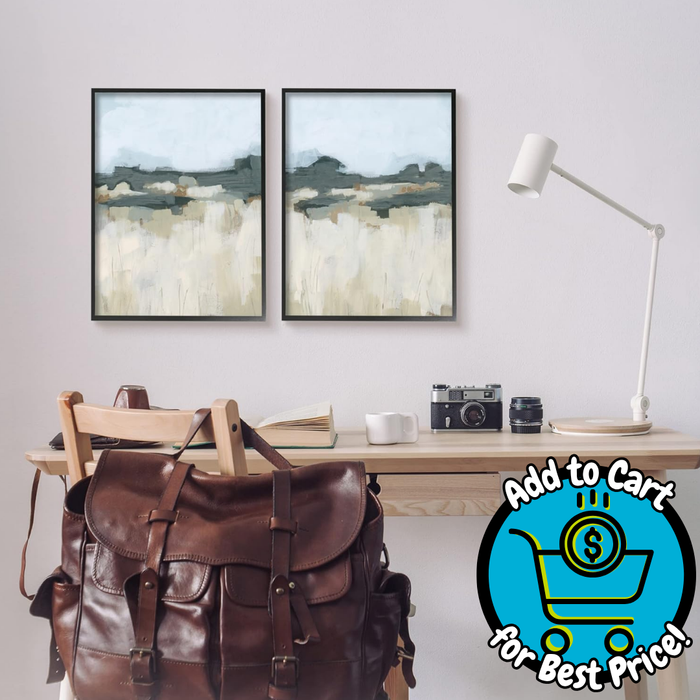 Stupell Industries 16x20 Brushed Abstract Badlands Scenery 2-Piece Set -Black Framed
