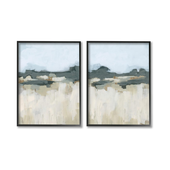 Stupell Industries 16x20 Brushed Abstract Badlands Scenery 2-Piece Set -Black Framed