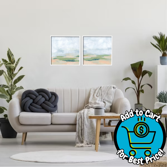 Stupell Industries 17x17 Soft Abstract Landscape Scene Painting 2-Piece Set - White Framed