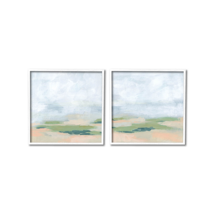 Stupell Industries 17x17 Soft Abstract Landscape Scene Painting 2-Piece Set - White Framed