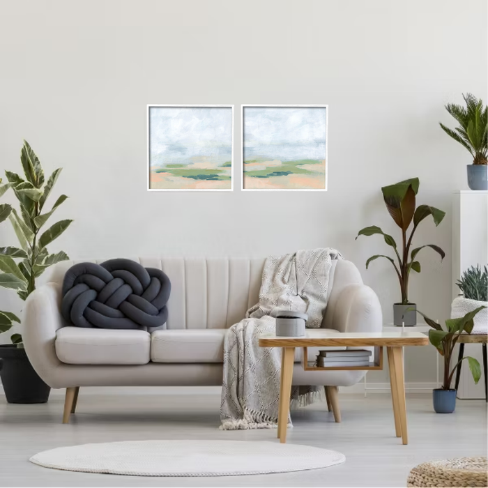 Stupell Industries 17x17 Soft Abstract Landscape Scene Painting 2-Piece Set - White Framed
