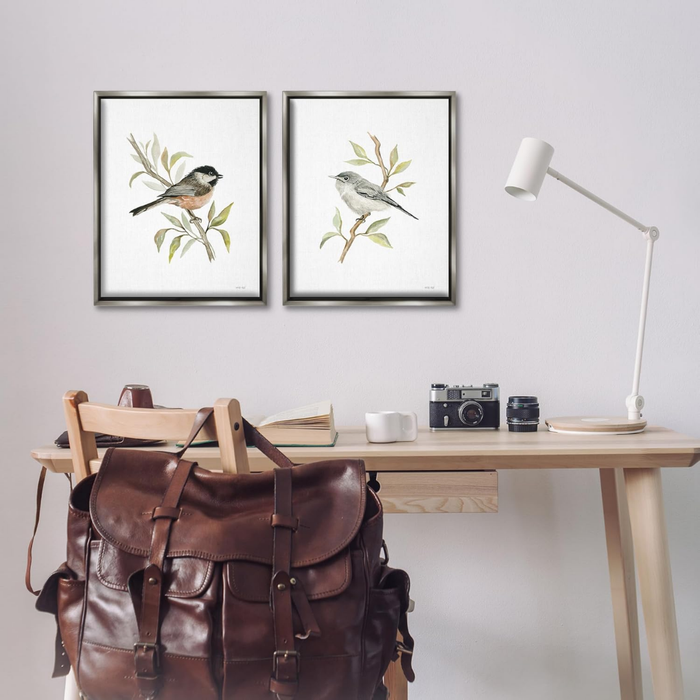 Stupell Industries 17x201Small Birds on Branches Painting 2-Piece Set - Gray Framed