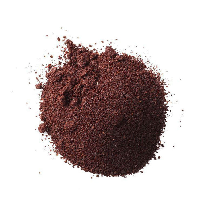 Closeup of dark purple-red ground powder