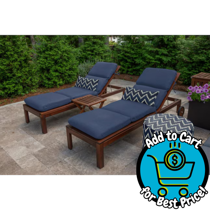 Sunbrella Chaise Cushion Sunbrella Fabric 74-in x 22.5-in Canvas Navy Patio chaise lounge chair cushion