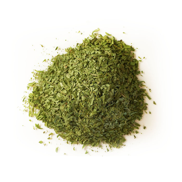 Closeup of green tarragon leaves cut/sorted