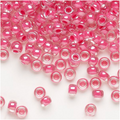 Translucent Carnation Pink-Lined Luster Crystal Clear Miyuki Rocailles #6 - 25 gm