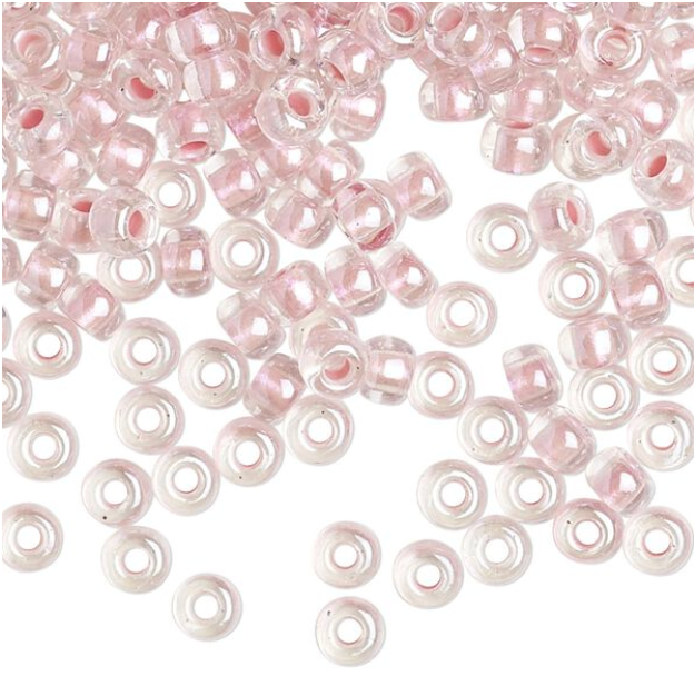 Translucent Crystal Pink-Lined Pearlized Miyuki Rocailles #6 - 25 gm