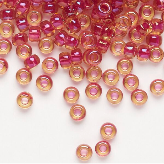 Translucent Light Cranberry-Lined Luster Topaz Miyuki Rocailles #6 - 25 gm