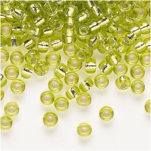 Transparent Silver-Lined Chartreuse Miyuki Rocailles #6 - 25 gm