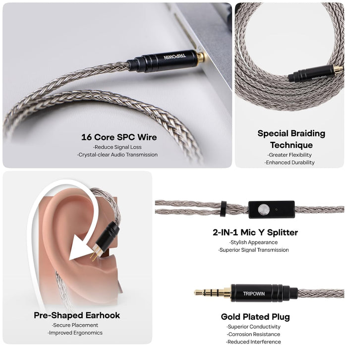TRIPOWIN Zonie Upgrade Cable With Microphone For IEMS