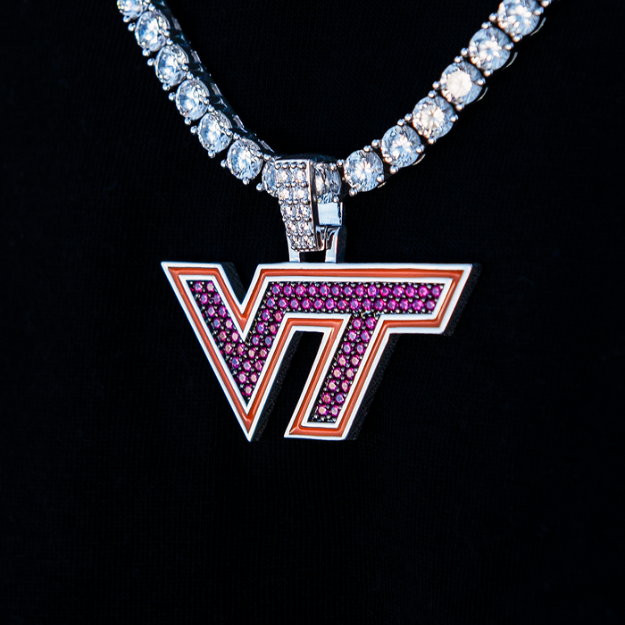 Virginia Tech Hokies Official NCAA Logo Pendant in White Gold