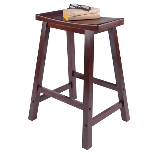 Winsome Satori Saddle Seat Counter Stool, 24", Walnut Finish