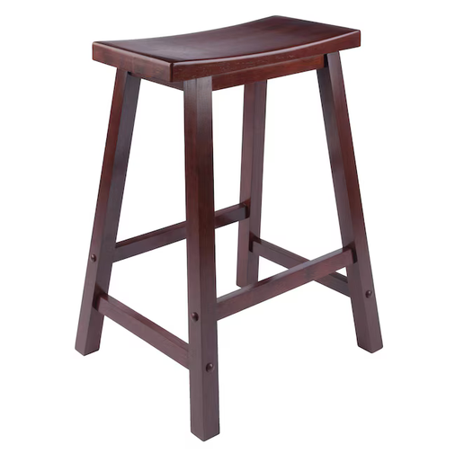 Winsome Satori Saddle Seat Counter Stool, 24", Walnut Finish