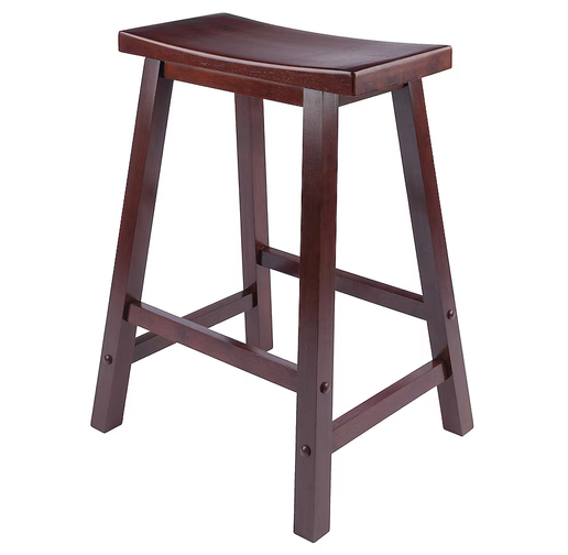 Winsome Satori Saddle Seat Counter Stool, 24", Walnut Finish