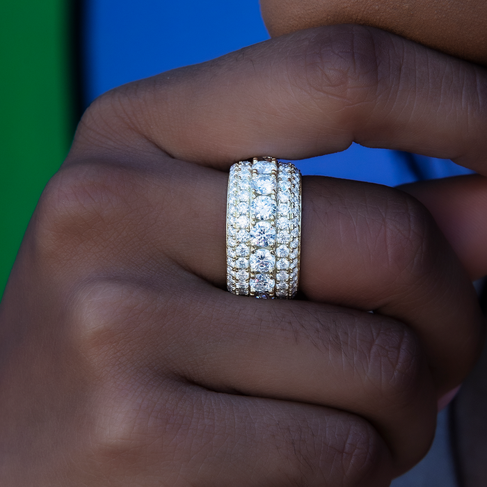 Women's 5 Layer Moissanite Diamond Band Ring in Yellow Gold Vermeil